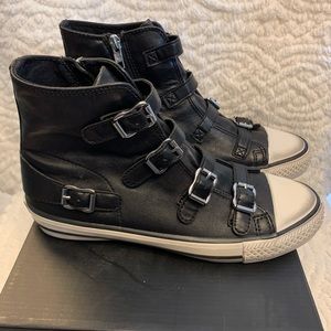 NIB Ash black leather, high top tennis shoes. SZ 8